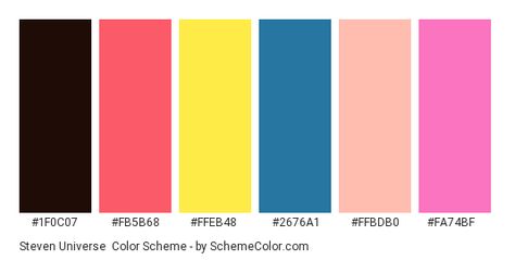 Steven Universe Color Palette, Beer Names, Greg Universe, Hexadecimal Color, Pink Names, Hex Codes, Colors Palette, Pink And Yellow, Interior Ideas