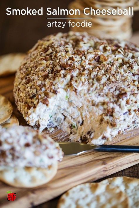 This smoked salmon cheeseball is the perfect appetizer for holiday entertaining! #appetizer #partyfood #cheeseball #smokedsalmon #holidayentertaining Salmon Cheese Ball, Canned Salmon Recipes, Smoked Salmon Recipes, Elegant Appetizers, Smoked Cheese, Cheese Ball Recipes, Appetizer Bites, Cheese Balls, Party Appetizers