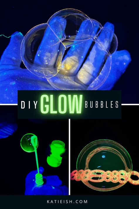 Glowing Bubbles Diy, Diy Bubbles For Bubble Machine, Making Bubble Wands, Homemade Bubbles For Bubble Machine, Glowing Bubbles, Make Bubbles Solution, Frozen Bubbles, Bubble Recipe, Bubble Solution