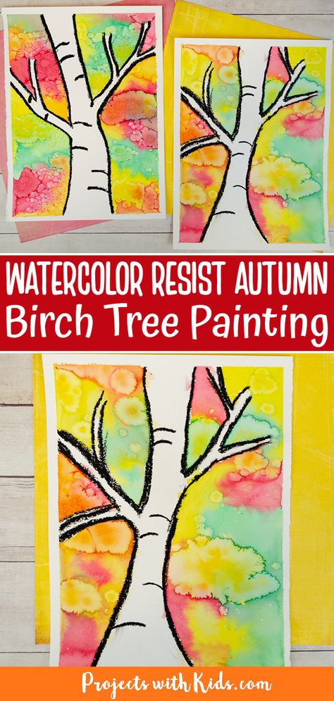 Autumn Art Activities For Kids, Birch Trees Art, Fall Art Activities For Kids Elementary, September Art Projects For 2nd Grade, Fall Art For Grade 1, Fall Art Elementary School, Fall Art 2nd Grade, Fall Craft Elementary Kids, Fall Crafts 1st Grade