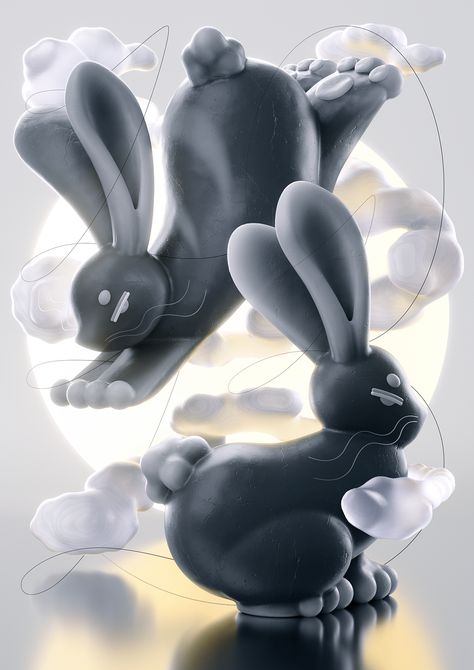 3d Cinema, 3d Poster, Industrial Design Trends, Black Rabbit, Artwork Poster, 카드 디자인, Magazine Layout Design, Logo Project, Rabbit Art