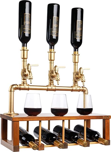 Amazon.com: Wine and Liquor Dispenser for Home Bar - Handcrafted Industrial-Style Alcohol Liquor Bottle Pourers - 100% Food-Safe Whiskey, Spirits & Wine Tap Decor, Man Cave Accessories, Party Supplies, 3 Bottles: Home & Kitchen Liquor Dispenser Diy, Wine Tap, Dispenser Diy, Man Cave Accessories, Wine Dispenser, Liquor Dispenser, Liquor Bottle, Wine And Liquor, Liquor Bottles