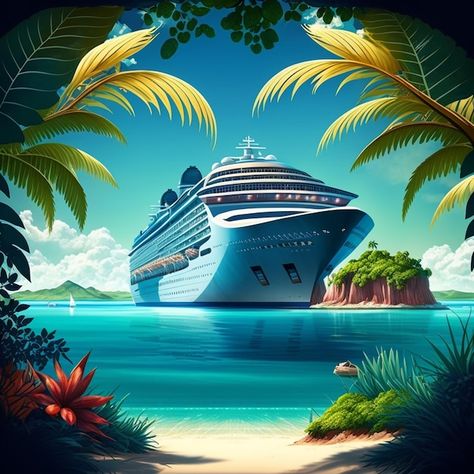 Cruise Background, Boat Cartoon, Yacht Boat, A Cartoon, Pool Party, Cruise Ship, Cartoon Styles, Graphic Resources, Pool