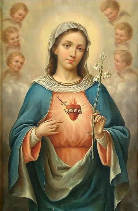 Immaculate Heart of Mary Novena Prayer Saint Joseph Art, Heavenly Mother, The Immaculate Heart Of Mary, Mother Mary Images, Immaculate Heart Of Mary, Novena Prayers, Heart Of Mary, Images Of Mary, Jesus Christ Artwork