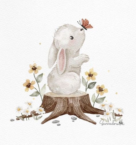 Rabbit Illustration Drawing, Illustration Lapin, Cute Bunny Watercolor, Bunny Rabbit Drawing, Cute Bunny Illustration, Bunny Illustrations, Bunny Nursery Art, Rabbit Watercolor, Watercolor Rabbit