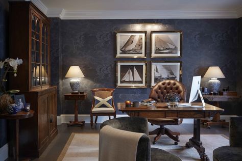 Traditional Office Decor, Sophie Paterson Interiors, Sophie Paterson, Masculine Interior, Traditional Office, Study Inspiration, A Living Room, Office Interior Design, Home Office Design