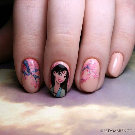 Mulan Nails, Disney Nail Designs, Disney Nail, Mulan Disney, Nail Art Disney, Disney Nails, Dipped Nails, Mulan, Nails Art