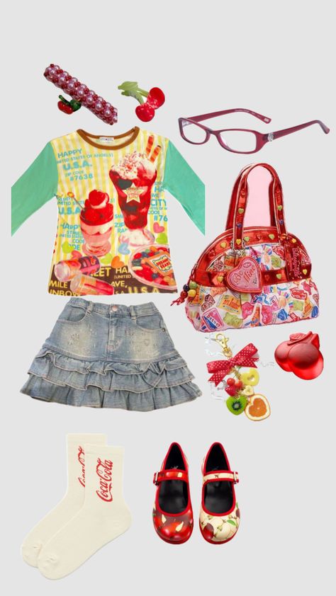 Fruity girl🍒🍋🥝🍓🍇🍊 Fruity Outfits, Melon Soda, Melon, Girl Outfits