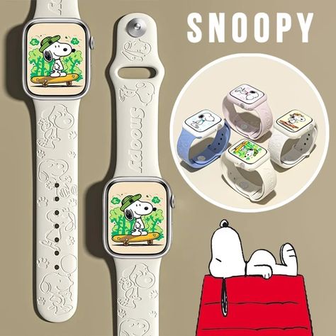 Snoopy Carving Pattern Strap for Apple Watch Band 44mm 40mm 45mm 41mm 38mm 42mm Silicone Solo Loop Bracelet IWatch 8 Ultra 7 6 5 Apple Watch Aesthetic Bands, Snoopy Watch, Snoopy Items, Clay Keychain, Snoopy Wallpaper, Snoopy Pictures, Apple Watch Accessories, Snoopy Love, Unisex Gifts