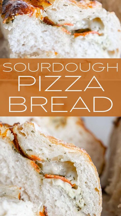 Pepperoni Mozzarella Sourdough Bread, Pizza Sourdough Bread, Mozzarella Sourdough Bread, Pepperoni Pizza Sourdough Bread, Sourdough Pepperoni Cheese Bread, Sourdough Bread Pizza, Sourdough Mix In Ideas, Pepperoni Sourdough Bread, Pizza Sourdough Recipe