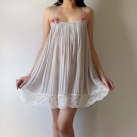 cute VS grey pleated chiffon mini dress size... - Depop Baby Doll Dress For Women Night, Babydoll Night Dress, Short Nighty Night Dress, Nighty Night Dress Couple, Babydoll Dress Nightwear, Classy Night Out Outfit, Fashion 2023 Women, Ayana Moon, Women Fashion Tops Blouses