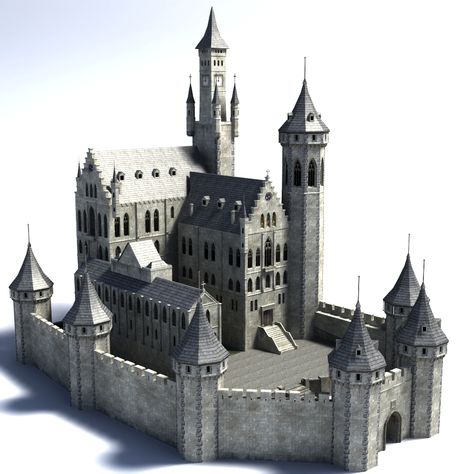 Fantasy Castle Layout, Medieval Castle Layout, Castle Layout, Model Castle, 3d Castle, Castle Plans, Spooky Castles, Castle Project, Chateau Medieval