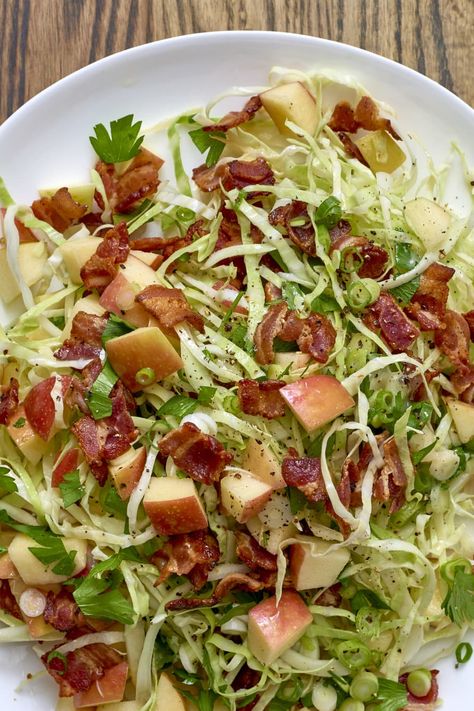 Best Vinaigrette, Bacon Slaw, Apple Slaw, Cabbage And Bacon, Slaw Recipes, Flavored Bacon, Apple Salad, Bacon Grease, Dinner Salads