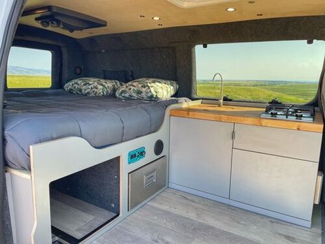 Ford Econoline Camper Van Conversion - Contravans Econoline Camper Van, Campervan Layout, Ford Van Conversion, Open Garage, Cargo Van Conversion, Minivan Camping, Van Dwelling, Van Storage, Campervan Conversion