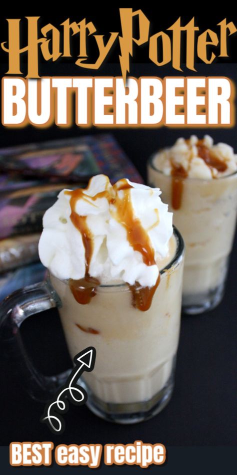 Easy Frozen Butterbeer Recipe, Frozen Butterbeer Recipe, How To Make Butterbeer, Butter Beer Recipe Harry Potter, Frozen Butterbeer, Autumn Drinks, Magical Recipes, Diy Butter, Harry Potter Butter Beer