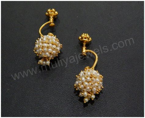 Bugadi Earrings, Gold Objects, Silver Ear Cuff Earrings, Maharashtrian Jewellery, Ear Chain, Gold Jewelry Simple Necklace, Handmade Gold Jewellery, Pearl Necklace Designs, Wedding Jewellery Collection