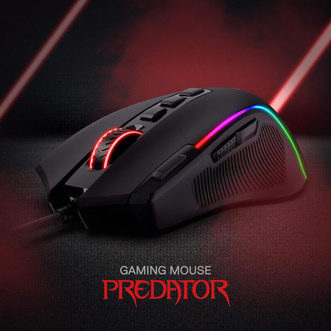 Redragon M612 Predator RGB Gaming Mouse, 8000 DPI Wired Optical Gamer Mouse with 11 Programmable Buttons & 5 Backlit Modes, Software Supports DIY Keybinds Rapid Fire Button