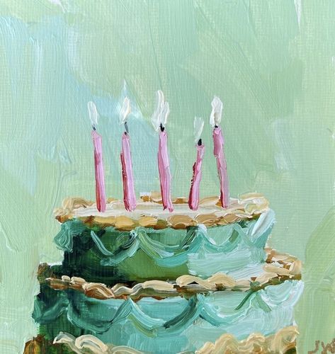 • jan wier • Celebration Art Gcse, Birthday Cake Paint, Food Acrylic Painting, Childhood Artwork, Acrylic Painting Food, Birthday Cake Painting, Cake Drawings, Birthday Cake Drawing, Dessert Painting