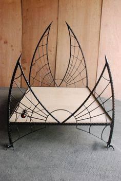 Halloween Interior, Spiders Halloween, Iron Bed Frame, Gothic Furniture, Decor Ikea, Goth Home Decor, Goth Decor, Funky Home Decor, Iron Bed