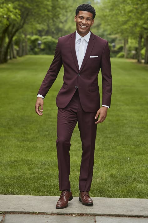 Prom Men Suits, Reception Mens Outfit, Burgandy Suit Men, Burgundy Suits For Men, Burgundy Fall Dress, Unique Suits For Men, Purple Wedding Suit, Maroon Grooms Suit, Burgundy Suit Jacket