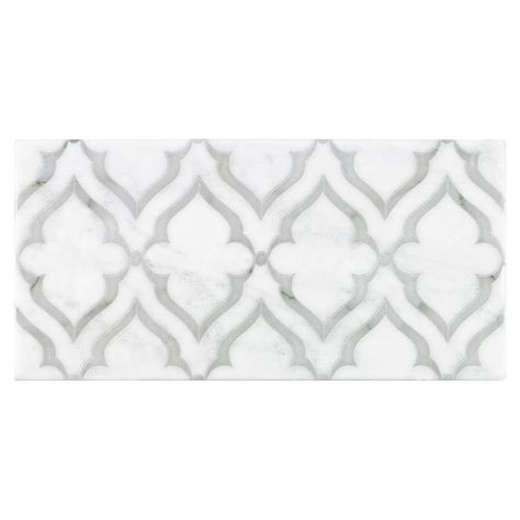 Boutique Ceramic Royal Lane White 4-in x 8-in Matte Porcelain Patterned Floor and Wall Tile (0.215-sq. ft/ Piece) in the Tile department at Lowes.com Calcutta Bathroom, Arabesque Tile Bathroom, Powder Room Tile, Room Tiles Floor, Marble Shower Tile, Honed Marble Tiles, Coastal Glam, Target Inspired Home Decor, Bathroom Accent Wall