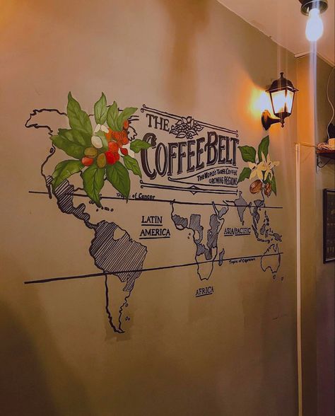 #coffeebar #coffeeshop #cafe Shop Bars, Coffee Mural, Cafe Artwork, Mural Cafe, Coffee Canvas, Modern Coffee Shop, Wall Murals Diy, Cafe Concept, Coffee Shop Bar