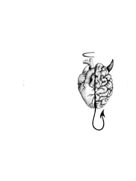 Evil Brain Angel Heart Tattoo, 369 Tattoo Ideas, Mind Vs Heart Tattoo, Small Metal Health Tattoos, Overthinking Tattoo Ideas For Men, Psychology Tattoo Minimalist, Overthinking Tattoos, Tattoo Ideas For Overthinkers, Good And Evil Tattoos