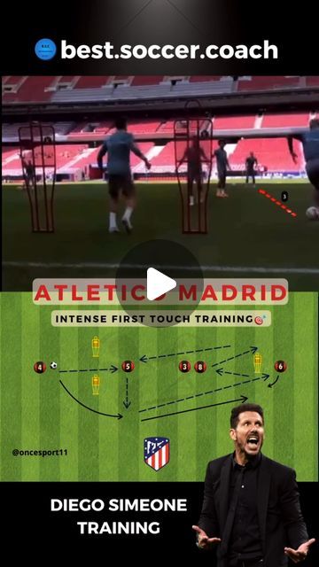 Lukáš Galovič on Instagram: "This is a training by Diego Simeone 🧠 at Atlético Madrid ⚽  Intense First Touch Training: Speed ⚡ and Precision 🎯 in Every Touch!  Benefits:  Boosts reaction time ⏱️ Sharpens decision-making skills 🧠 Enhances ball control 🎯 Motto: How you train is how you play 💪.  For more content, follow @best.soccer.coach 🙌.  Video edited in @oncesport11 🎥.  Use discount code LUKAS10 for 10% off all programs 🎟️.  Hashtags: #FirstTouch ⚡ #SoccerTraining ⚽ #PlayerDevelopment 🎯 #SpeedAndPrecision 🚀 #AtléticoMadrid 🏟️ #DiegoSimeone 🧠 #FootballCoach 🎓 #HowYouTrain 💪 #BestSoccerCoach 🔥" Diego Simeone, Soccer Coach, Decision Making Skills, Soccer Coaching, Football Coach, Soccer Training, Decision Making, Discount Code, Video Editing