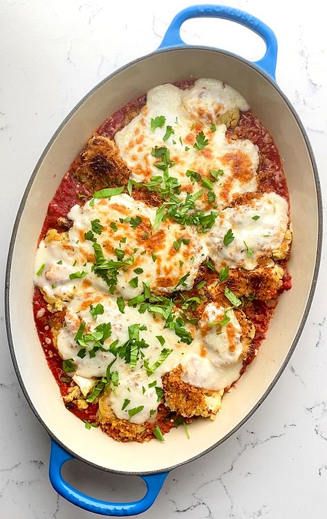 Cauliflower Parm, Veal Parmesan, Cauliflower Parmesan, Roasted Cauliflower Steaks, Marinara Recipe, Parmesan Recipe, Ww Freestyle, Flavorful Vegetables, Parmesan Recipes