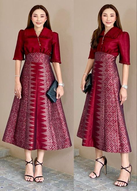 Songket Dress Modern, Tenun Fashion Inspiration, Dress Batik Modern Fashion Style, Songket Dress, Dress Batik Modern, Tenun Dress, Model Dress Batik, Batik Dress Modern, Batik Clothing