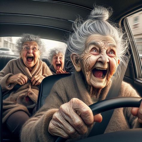 Funny Granny Pictures, Funny Grandma Pictures, Old Ladies Having Fun, Ge Aldrig Upp, Old Lady Cartoon, Cartoon Grandma, Funny Old People, Old Lady Humor, Funny Good Morning Quotes