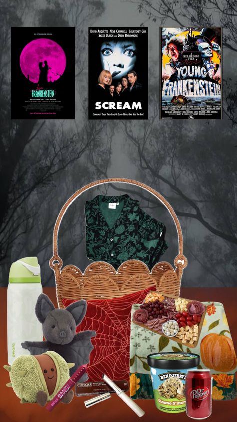 My dream boo basket/spooky movie night Spooky Movie Night, David Arquette, Skeet Ulrich, Neve Campbell, Spooky Movies, Boo Basket, Bad Gal, Drew Barrymore, Practical Magic