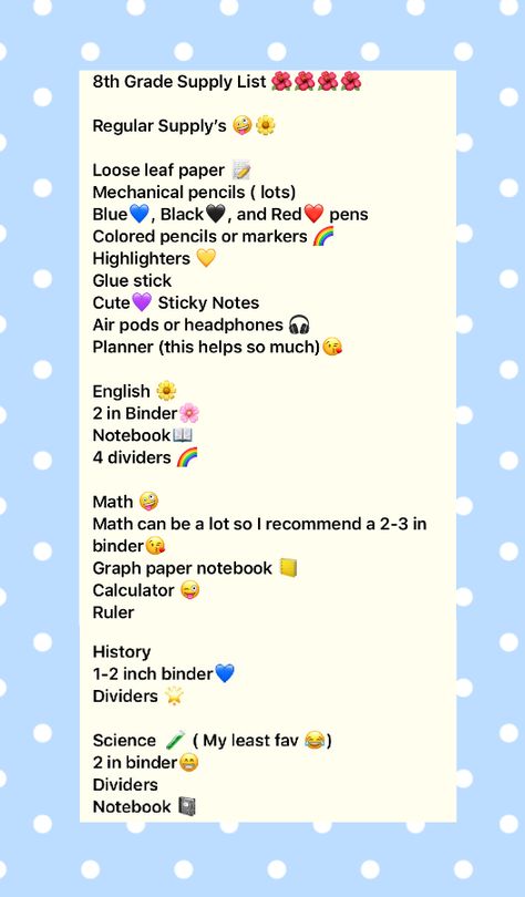 ❤️❤️🌸8th Grade 🤠😂🌸 Use these supply’s and you will survive 8th Grade Survival Kit, 8th Grade School Supplies List, Tips For 8th Grade, 8th Grade Aesthetic, 8th Grade Tips, Middle School Essentials, Locker Ideas, Empty Notebook, Middle School Survival