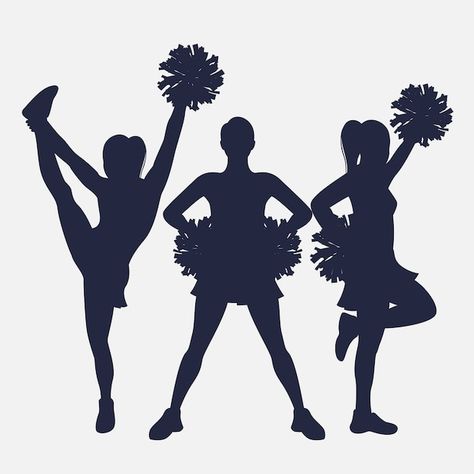 Cheerleading Formations, Cheerleader Illustration, Cheer Silhouette, Cheerleader Silhouette, Cheer Leading, Cheerleading Outfits, Psd Icon, Week 5, Sports Theme