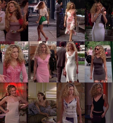 Carrie Satc Outfit, Tv Fashion Icons, Carrie Bradshaw Season 1 Outfits, Carrie Bradshaw Outfits Summer, Carrie Bradshaw Summer Outfits, Satc Fashion, Sjp Fashion, Satc Outfits, Estilo Rachel Green