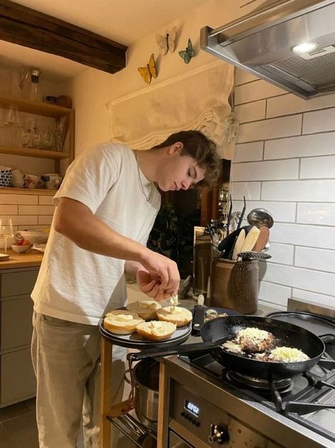 Guy Chef Aesthetic, Guys Baking Aesthetic, Caring Man Aesthetic, Couple Aesthetic Blonde Male, Strong Guy Aesthetic, Math Guy Aesthetic, Cooking Men Aesthetic, Men Who Can Cook, Male Baker Aesthetic