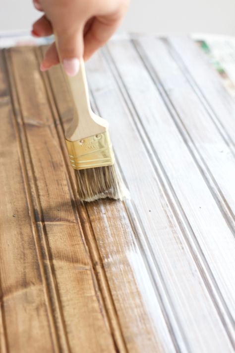 How To White Wash Wood Like a Pro - Nikki's Plate White Wash On Pine Wood, White Wash Paneling Walls, White Wash Pine Walls, How To White Wash Oak Cabinets, White Washed Wood Walls, How To White Wash Wood, White Washing Wood, White Wash Bathroom, White Wash Wood Furniture