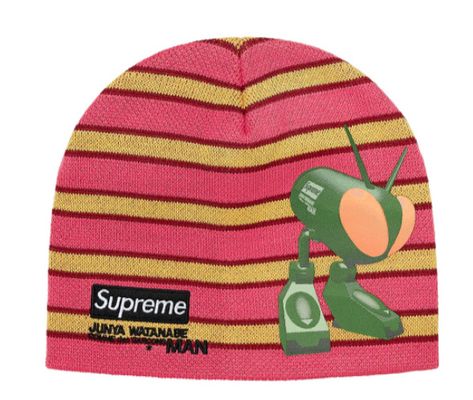 Funky Hats, Cute Beanies, Striped Beanies, Weird Fashion, Man Logo, Junya Watanabe, Pinterest Outfits, Red Stripe