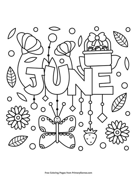 Free printable Summer Coloring Pages eBook for use in your classroom or home from PrimaryGames. Print and color this June coloring page. Doodle Printables, June Coloring Pages, Summer Coloring Sheets, June Colors, Summer Coloring, Summer Coloring Pages, Scrapbooking Photo, Month Colors, Lego Batman