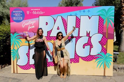 Festival Photo Backdrop, Stage Inspiration, Event Marketing Plan, Football Event, Palm Springs Party, Vintage Palm Springs, Coachella Party, Ball Ideas, Girls Football