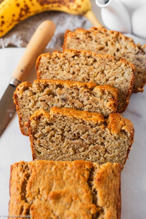 Eggless Banana Bread - Wholesome Patisserie Eggless Banana Bread Recipe, Eggless Banana Bread, Easy Slice, One Layer Cakes, Perfect Eggs, Easy Cupcakes, Slices Recipes, Scone Recipe, Banana Bread Recipe