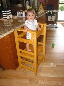 Learning Tower Diy, Pocket Hole Joinery, Toddler Kitchen, Kitchen Step Stool, Learning Tower, Step Stool Kids, Kitchen Helper, Kitchen Stools, Wooden Kitchen