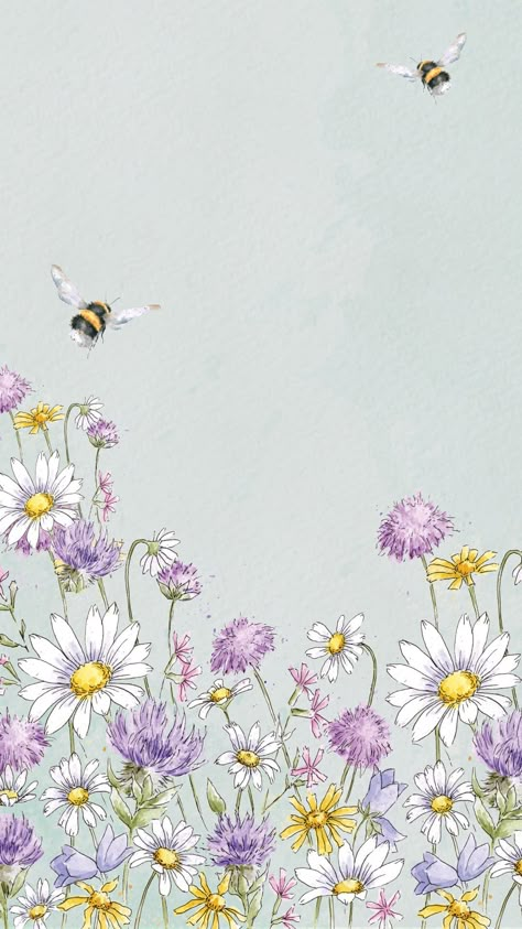 Pretty Phone Backgrounds, Cottagecore Wallpaper, Honey Art, Bee And Flower, Room Paintings, 달력 디자인, Wrendale Designs, Ipad Wallpapers, Spring Wallpaper