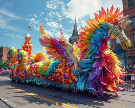 A Pride parade float with vibrant decorations wide shot stock images Float Designs Parade, Pride Parade Float, Carnival Floats, Parade Float, Pride Parade, Fireworks, Float, Fairy Tales, Carnival