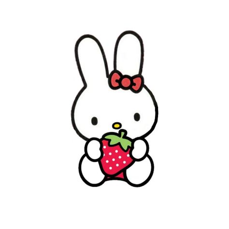 Bunny With Strawberry, Miffy Strawberry, Miffy Icon, Strawberry Drawing, Strawberry Png, Walpaper Hello Kitty, Kitty Cafe, Bunny Png, Canvas Learning