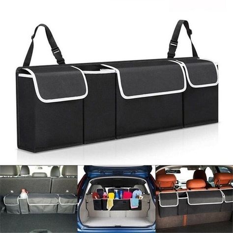 Multi-use Oxford Cloth Car Trunk Organizer Backseat Storage Bag Car Seat Back Organizers | Wish Car Organizing, Car Trunk Organizer, Camping Canopy, Car Trunk Storage, Trunk Organizer, Van Conversion Interior, Car Storage Box, Best Project, Cool Car Accessories