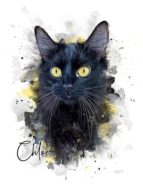 Cat Portrait Tattoos, Kitty Tattoos, Cats Art Drawing, Black Cat Tattoos, Cat Dad Gifts, Custom Cat Portrait, Cat Art Illustration, Cat Tattoo Designs, Black Cat Art