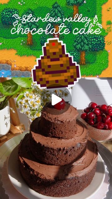 nana pastries on Instagram: "chocolate cake & espresso from stardew valley  I followed the recipe from the official Stardew Valley cookbook with some changes 🍫✨  The last time I played stardew valley was a million years ago haha, but I’ve always loved these kinds of games, I grew up playing Harvest Moon on GameCube ❤️✨  🏷️ #stardewvalley #chocolatecake #baking #videogames #coffeelover" Stardew Valley Cake, Stardew Valley Birthday Party, Stardew Valley Party, Stardew Valley Recipes, Cottage Recipes, Cottage Meals, Dads Birthday, Harvest Moon, Stardew Valley