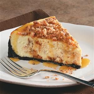 Butterfinger Cheesecake Recipe -I am a cheesecake fanatic! When I found this recipe featuring Butterfinger candy bars, I knew it was for me. Our pastor's wife asked me to share this recipe so she could make it to impress her family back home. She couldn't believe something so elegant-looking was so easy to prepare. —Melissa Pirtle, Fresno, California Butter Finger Dessert, Butterfinger Cheesecake, Chocolate Pie Crust, Butterfinger Candy, Chocolate Wafer Cookies, Pastor's Wife, Chocolate Graham Crackers, Fresno California, Butterscotch Chips