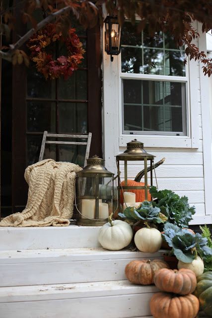 French carriage house style lanterns - FRENCH COUNTRY COTTAGE Leaf Lantern, Image Halloween, Neutral Fall Decor, Fall Decor Inspiration, Fall Front Porch Decor, Autumn Decorating, Fall Front Porch, Farmhouse Fall Decor, Fall Decorations Porch